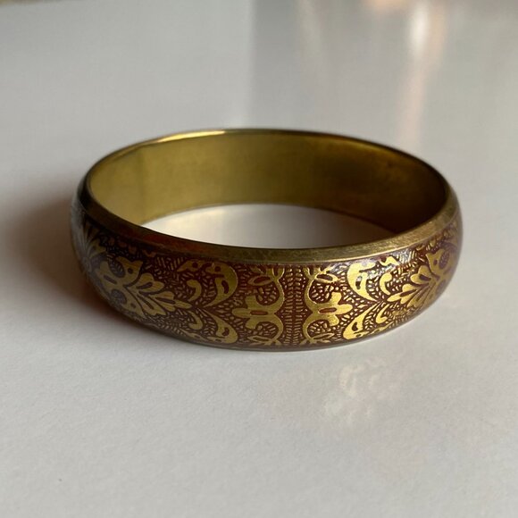 Vintage Gold Floral Bangle & Silver Tone Braided Bracelet Set – Boho Jewelry Lot - Picture 2 of 13